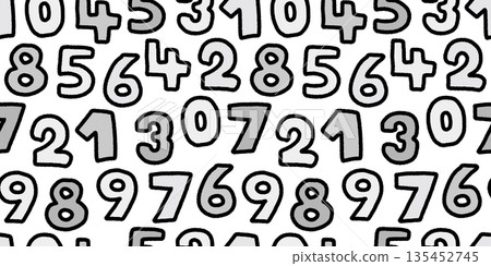 Colorful hand-drawn numbers pop seamless pattern background material Colorful hand-drawn numbers pop seamless pattern background material 135452745