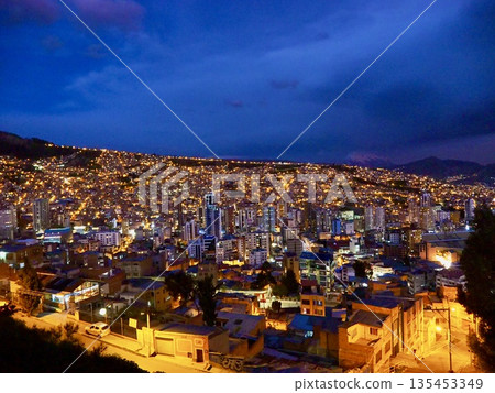 Night view of La Paz from the observation deck Night view of La Paz from the observation deck 135453349