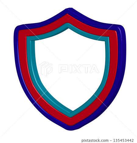 Vibrant 3D Shield Icon: Modern Glossy Protection Symbol with Red, Blue, and Teal Layers, High-Security Graphic for Web Privacy and Cyber Safety Apps Vibrant 3D Shield Icon: Modern Glossy Protection Symbol with Red, Blue, and Teal Layers, High-Security Graphic for Web Privacy and Cyber Safety Apps 135453442