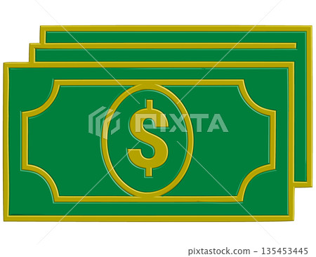 Green Cash Money Stack Icon: Stacked Dollar Bill Graphic for Financial Success, Wealth Management, Banking Services, and Business Growth Branding 135453445