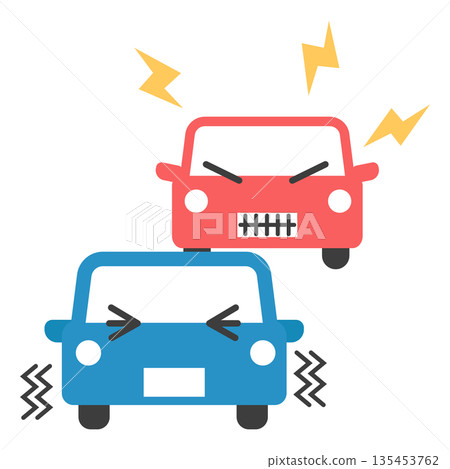 Illustration of road rage | Angry car and frightened car Illustration of road rage | Angry car and frightened car 135453762