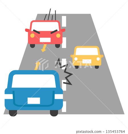 逆行車輛/危險駕駛 | 簡潔可愛的扁平化插圖 逆行車輛/危險駕駛 | 簡潔可愛的扁平化插圖 135453764