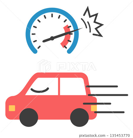 汽車疾馳－簡潔的平面插圖 135453770