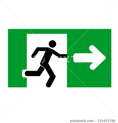 Emergency exit/evacuation route green pictogram icon 135453786
