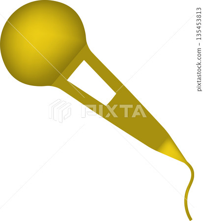 3D Golden Microphone Icon: Glossy Metallic Audio Equipment for Podcasts, Professional Recording, Music Production, and Entertainment Branding 135453813