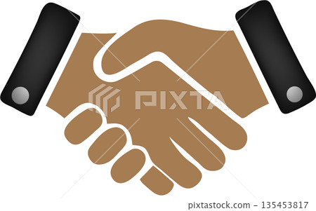 Handshake Icon: Brown and Black Business Partnership Symbol for Agreements, Professional Networking, and Corporate Collaboration 135453817