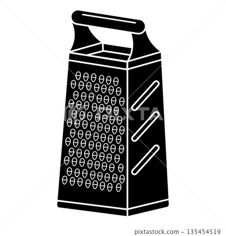 The flat grater icon is highlighted on a white background. Vector illustration. 135454519