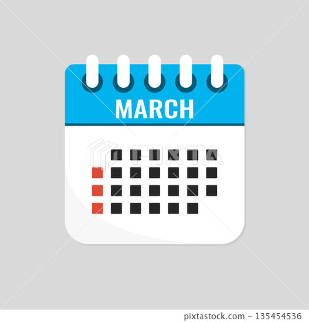 Vector template icon page calendar - March month Vector template icon page calendar - March month 135454536