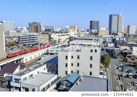 Kariya City, scenery in the direction of Kariya Station and Meitetsu trains Kariya City, scenery in the direction of Kariya Station and Meitetsu trains 135454681