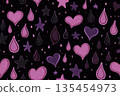 Seamless Pattern of Stylized Hearts Stars Tears Emotional Symbols Abstract Design Background 135454973