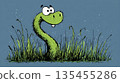 Cartoon Style Letter S as Snake with Silly Grin Slithering Playful Alphabet Character Illustration 1 135455286