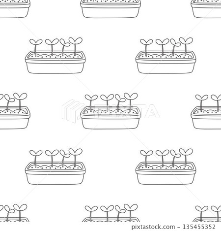 seamless outline pattern of seedlings 135455352