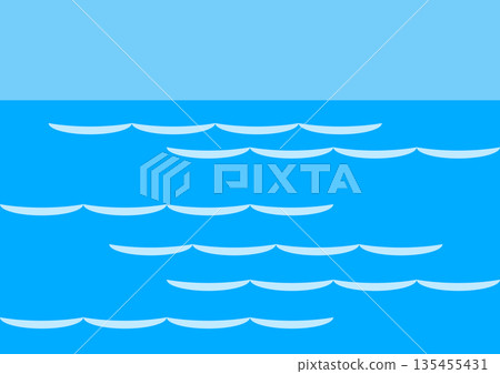 Vector illustration of a blue calm ocean wave pattern 135455431