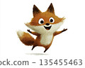Cute Little Fox Orange with White Belly and Tail Tip Adorable Cartoon Character Illustration 135455463
