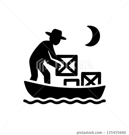 Nighttime Smuggling Logistics Icon 135455600