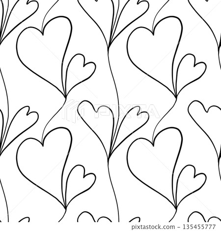 Seamless pattern with outlines of hearts on a white background. Seamless pattern with outlines of hearts on a white background. 135455777