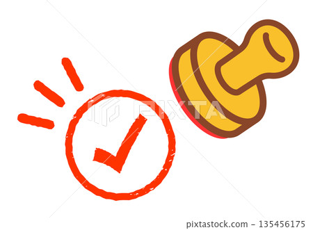 Illustration of a check mark stamp Illustration of a check mark stamp 135456175