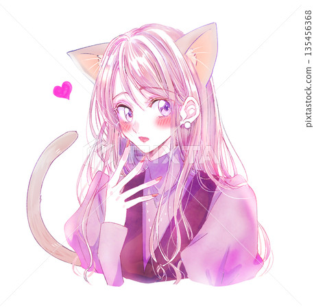 Small animal girl, cat ears, tail, brown Small animal girl, cat ears, tail, brown 135456368