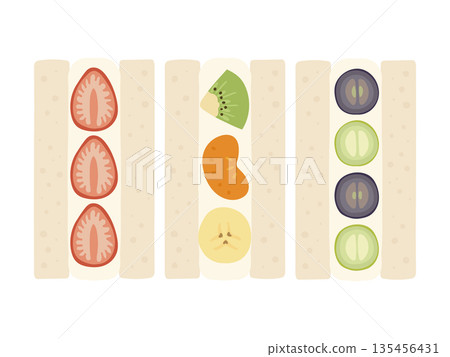 可愛的水果三明治套裝插圖 135456431