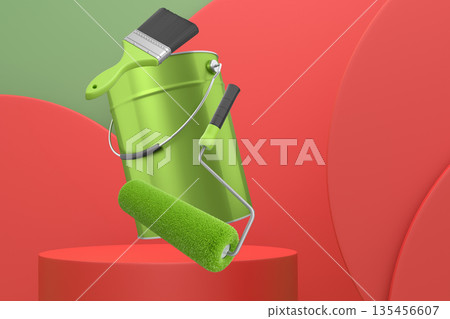 Abstract scene or podium for product showcase on monochrome background. Abstract scene or podium for product showcase on monochrome background. 135456607