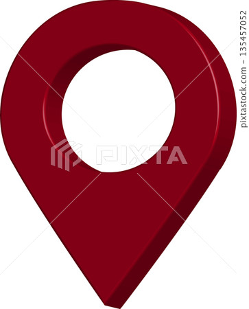 3D Maroon Map Pin Icon: Glossy Location Marker for Navigation Systems, Travel Destinations, and Geographical Tracking UI 135457052