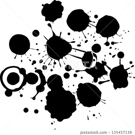 Abstract Black Ink Splatter Graphic: Grungy Paint Blotches for Urban Streetwear, Messy Art Backgrounds, and Expressive Visual Branding Abstract Black Ink Splatter Graphic: Grungy Paint Blotches for Urban Streetwear, Messy Art Backgrounds, and Expressive Visual Branding 135457139