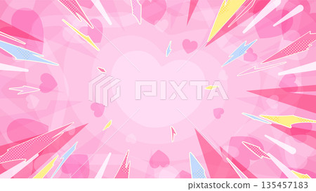 爆炸光與散落的愛心背景插畫_16:9 135457183