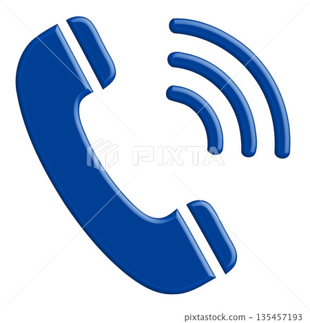 Telephone Call Icon - Minimalist Blue Communication Symbol for Contact, Support, and Telecommunication Design 135457193