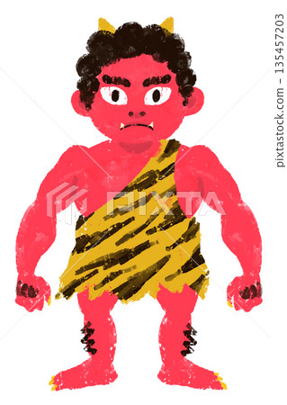 Red demon Setsubun character illustration bean throwing 135457203