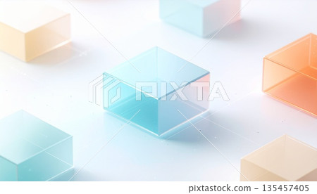 Image of pastel-colored glass squares arranged in a regular pattern 135457405