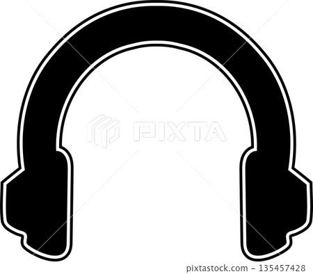 Headphones Silhouette Icon Featuring Minimalist Black Audio Symbol for Music Gaming and Communication Design 135457428