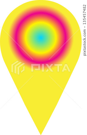Vibrant Map Pin Vector: Colorful Gradient Location Marker, 3D Navigation Pointer Icon and Artistic Waypoint Symbol for Travel and Digital Maps 135457482