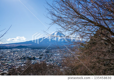 Fujiyoshida city and Mt. Fuji Scenery around Arakurayama Fujiyoshida city and Mt. Fuji Scenery around Arakurayama 135458630