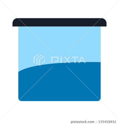 Laboratory container or beaker icon with dark lid and blue liquid for medical and chemical storage Laboratory container or beaker icon with dark lid and blue liquid for medical and chemical storage 135458932