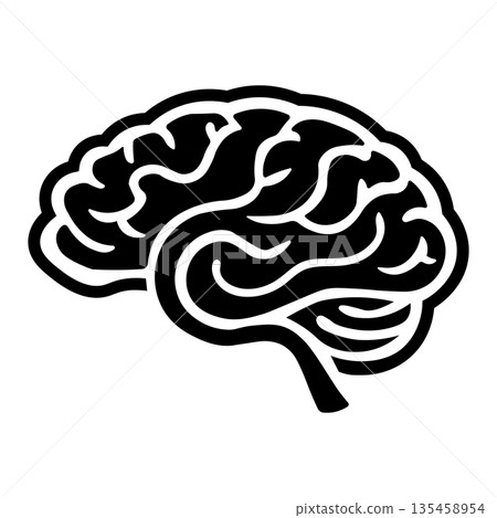 Human Brain Silhouette Vector Icon for Psychology Neurology and Mental Health Concepts Human Brain Silhouette Vector Icon for Psychology Neurology and Mental Health Concepts 135458954