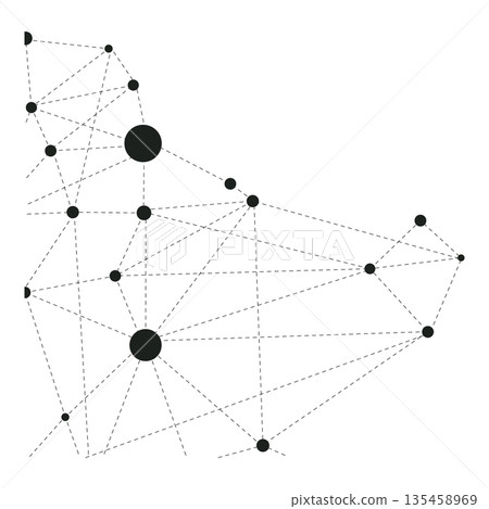 Abstract Geometric Network of Dotted Lines and Nodes Representing Data Structure and Technical Infrastructure Abstract Geometric Network of Dotted Lines and Nodes Representing Data Structure and Technical Infrastructure 135458969