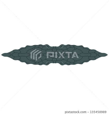 Grey Symmetrical Abstract Shape with Cracked Texture Pattern, Horizontal Organic Element for Decorative Background Design Grey Symmetrical Abstract Shape with Cracked Texture Pattern, Horizontal Organic Element for Decorative Background Design 135458989