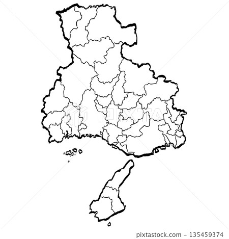 兵庫縣地圖 - 市町村劃分圖（筆觸風格） 135459374