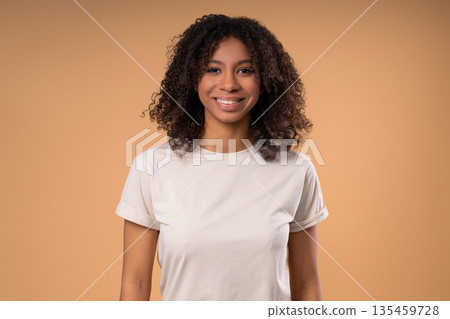 Charming African Teenage Girl Smiling Camera, Natural Beauty. Young Lady, Kind Charming African Teenage Girl Smiling Camera, Natural Beauty. Young Lady, Kind 135459728