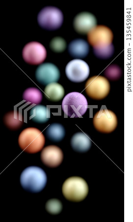 Colorful spheres float in space, lighting the darkness with their vibrant hues 135459841