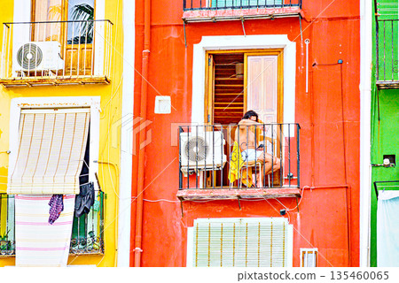 Picturesque and colorful town of Villajoyosa on the shores of the Costa Blanca in Alicante, Valencian Community, Spain 135460065
