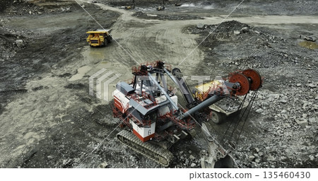 Mining operations extracting minerals in a quarry. Stock clip 135460430