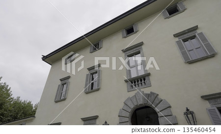 An Elegant and Aesthetic Architectural Structure Featuring Beautiful Windows and Fine Details. Action An Elegant and Aesthetic Architectural Structure Featuring Beautiful Windows and Fine Details. Action 135460454