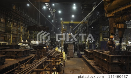 Industrial workers manufacturing concrete products in factory. Stock clip Industrial workers manufacturing concrete products in factory. Stock clip 135460487