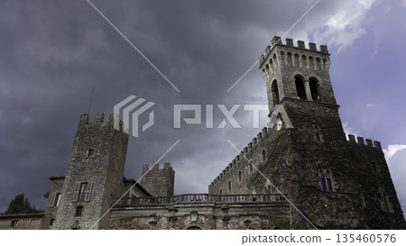Castello di proceno imposing medieval architecture under dramatic sky. Action 135460576