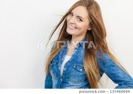 Young woman with waving hairs. Young woman with waving hairs. 135460694