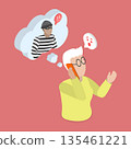 3D Isometric Flat Vector Illustration of Phone Scam, Senior Woman Conversing With Scammer Attempting To Obtain Bank Account Password 135461221