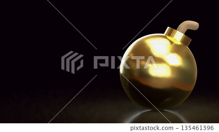 Golden Bomb Symbolizing Hidden Risk and Explosive Financial Crisis Concept 3d render. Golden Bomb Symbolizing Hidden Risk and Explosive Financial Crisis Concept 3d render. 135461396