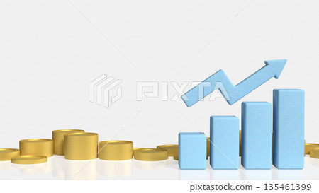 Financial Growth Concept with Rising Bar Chart and Upward Arrow 3d render. Financial Growth Concept with Rising Bar Chart and Upward Arrow 3d render. 135461399