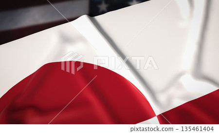 Greenland and United States Diplomatic Relations and Geopolitical Alliance Concept 3D render. 135461404